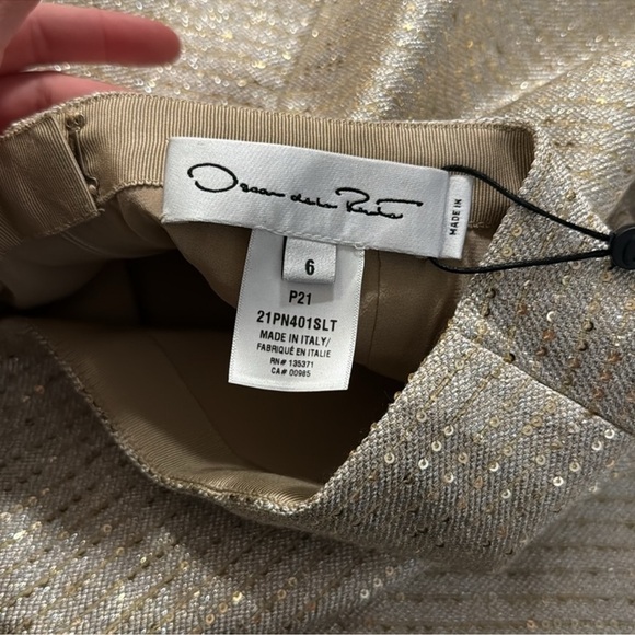 Oscar de la RENTA gold metallic sequin skirt - Picture 4 of 6